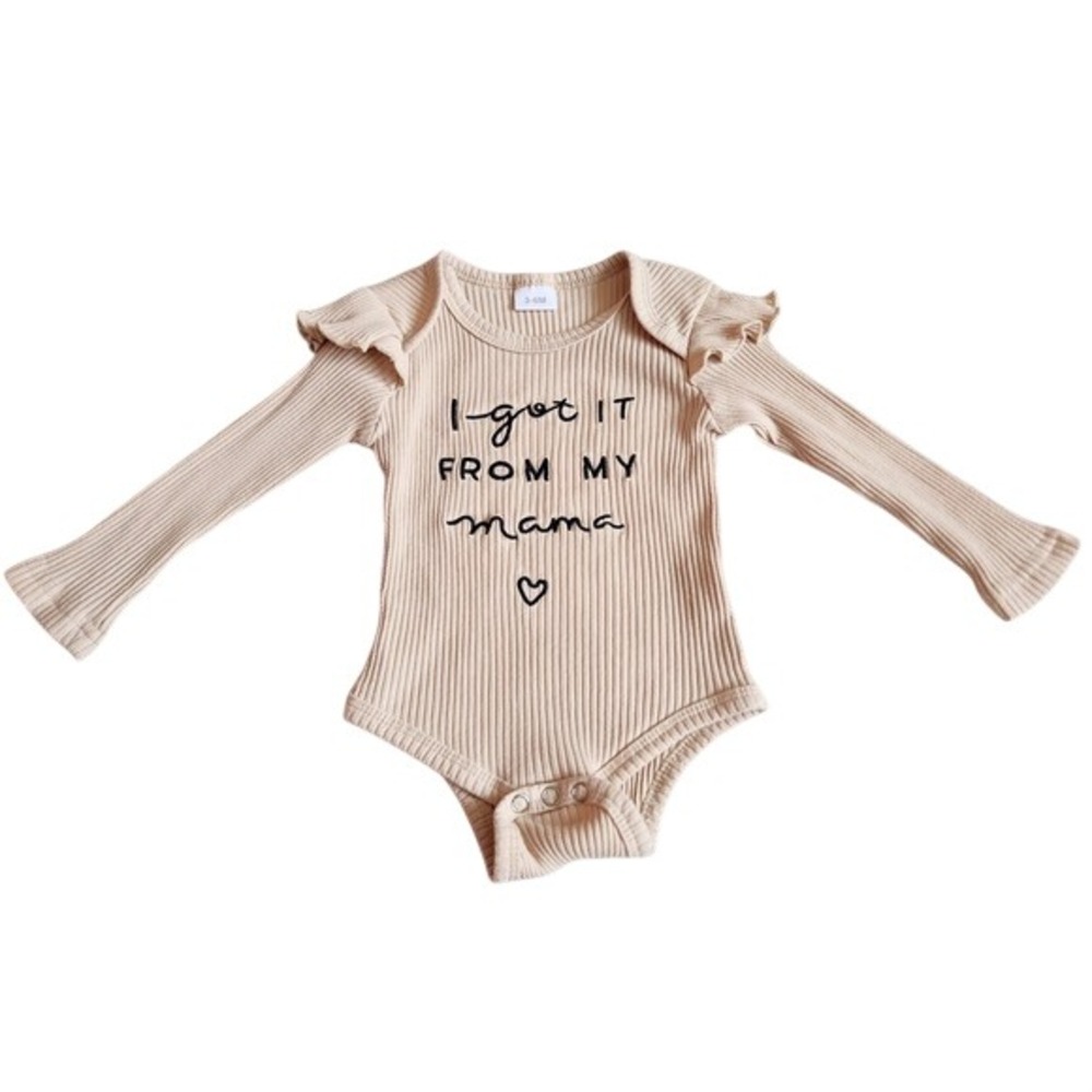 Baby size 3-6 months Long Sleeve Ruffle Bodysuit I Got It From My Mama
